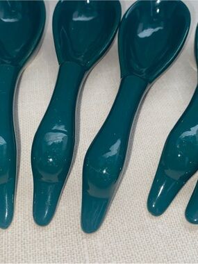 Ceramic‎ Asian Chinese Soup Spoons Set of 10  Green Duck head Handles